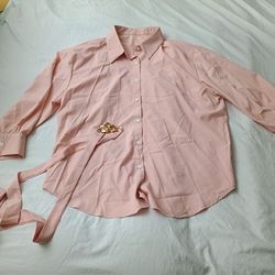 WOMENS 100% POLYESTER SIZE 3X LONG SLEEVE BUTTON UP TOP SHIRT