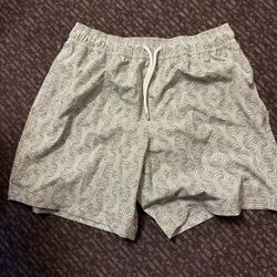 Green And White Swim Trunks 