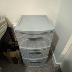 Generic Three-layer woven tower storage organizer, plastic drawer with handles, suitable for bedroom wardrobe office, white decorative cabinet