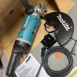 Makita 15 Amp 9 in. Corded Angle Grinder with Rotatable Handle and Lock-On Switch .