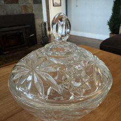 1960's Anchor Hocking USA Clear Pressed Glass  Lidded Candy Jar