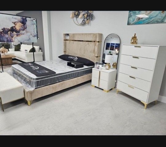 Cama Queen 👸 ✨️ 💖 3 Piesaz Nueva Juego De Dormitorio Disponibles