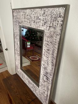 Mirror Hollywood Regency 1970 stainless steel leather frame