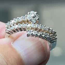 Free Form Sterling Silver Cubic Zirconia Ladies Ring “L@@K”