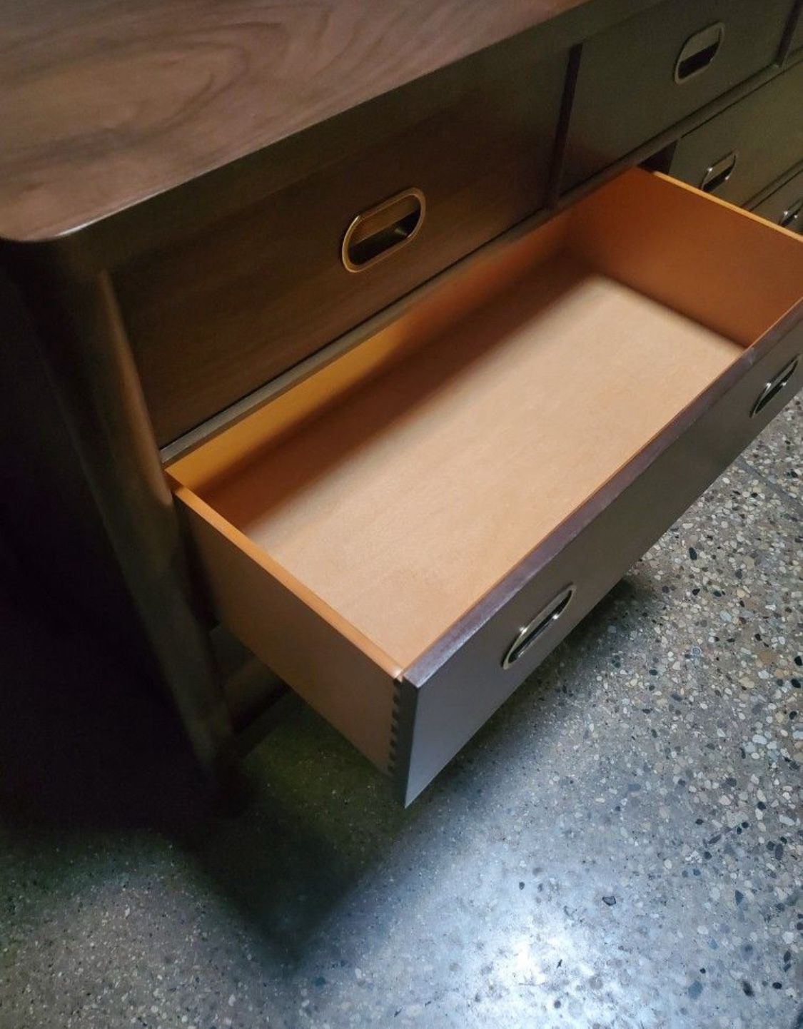 Mid Century Modern 7 Drawer Dresser in Walnut Finish