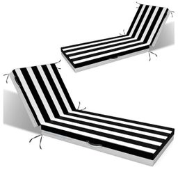Chaise Lounge Chair Waterproof Cushion Set of 2 Outdoor for Pool