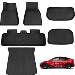 6Pcs Floor Mats for Tesla Model Y 2024 2023 2022 Accessories, TPE All Weather Anti-Slip Waterproof 3D Front Rear Trunk Cargo Liner Tray Mats

New in t
