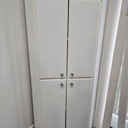 New, adjustable 4 shelf white corner cabinet