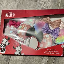5pc Disney Minnie Mouse Ear Headband Set Party Trip Gift Collection Vacation Kit
