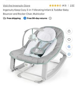 Ingenuity Keep Cozy 3-in-1 Vibrating Infant & Toddler Baby Bouncer