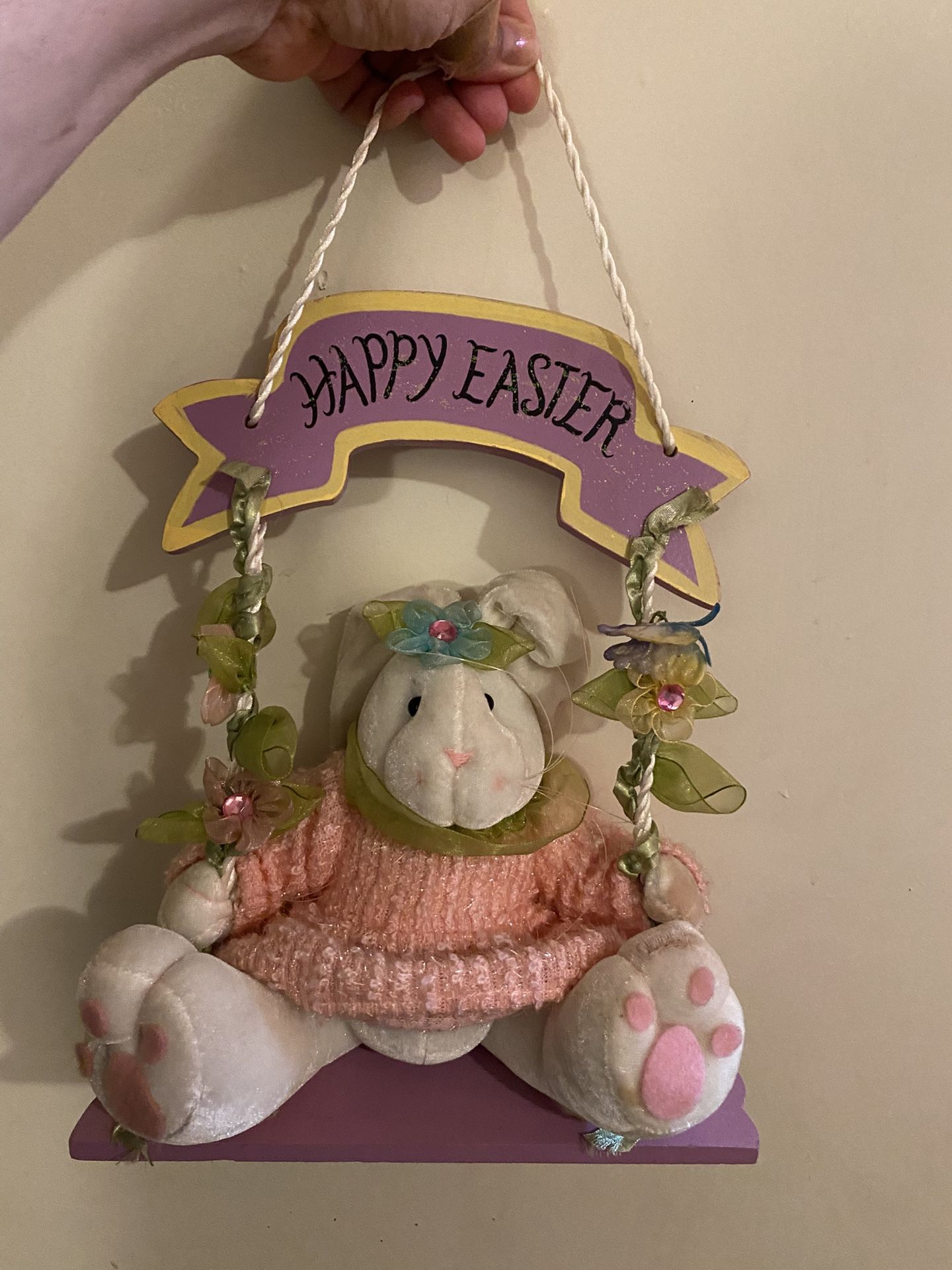 Hanging Easter Bunny On A Swing