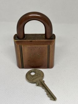 vintage brass padlock by Yale & Towne, WWII-era U.S. Ordnance Department Ammunition Lock