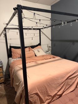 Full size canopy bed frame. Lights not included