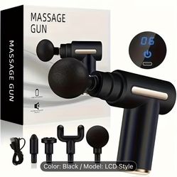 Black Massage Gun with 4 Attachments