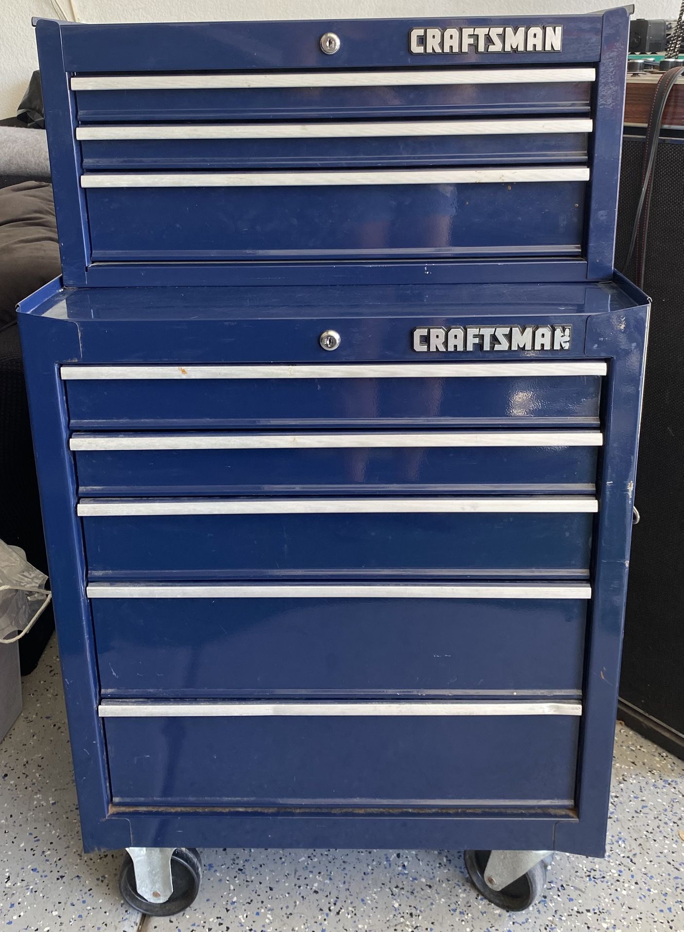 Blue Craftsman Tool Box Set On Wheels