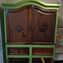 Solid Wood Hand Crafted Face Armoire 