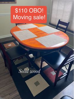 Solid Wood Oval Dining Table + 4 Chairs – Cherry | Priced to Move