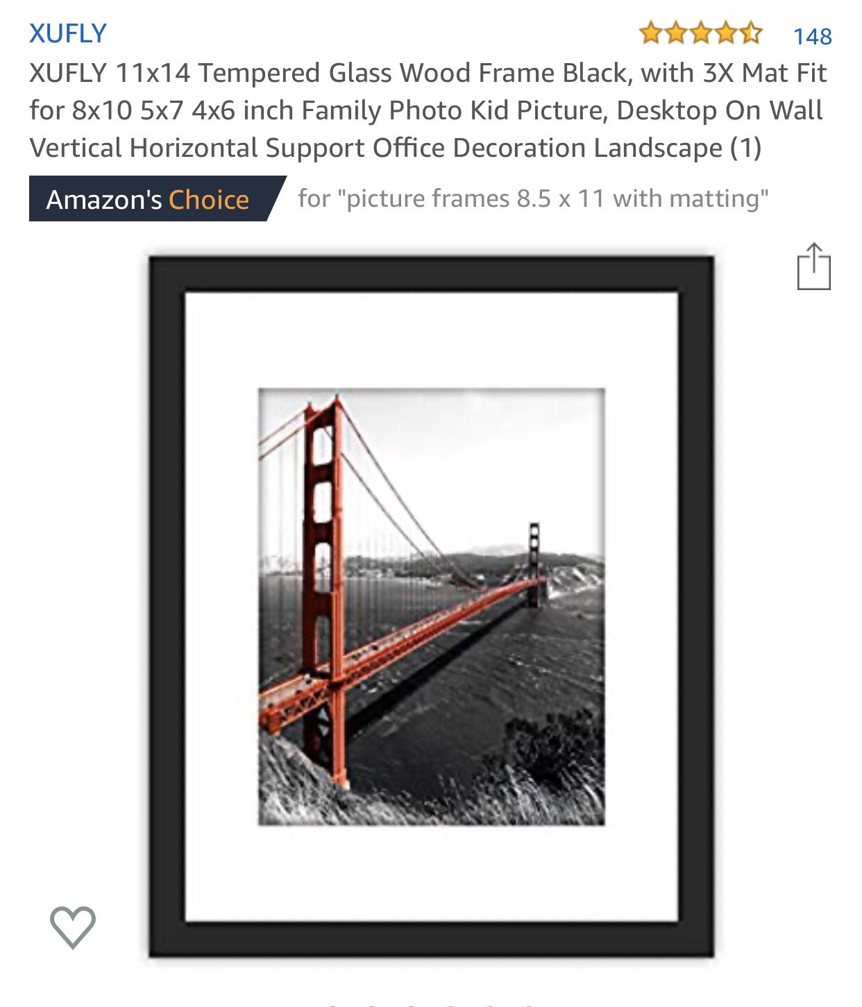 XUFLY 11x14 Tempered Glass Wood Frame Black, with 3X Mat Fit for 8x10 5x7 4x6 inch Family Photo Kid Picture, Desktop On Wall Vertical Horizontal Supp