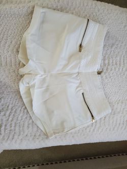 White Mini Shorts with Gold Zippers