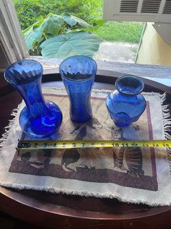Blue glass vases