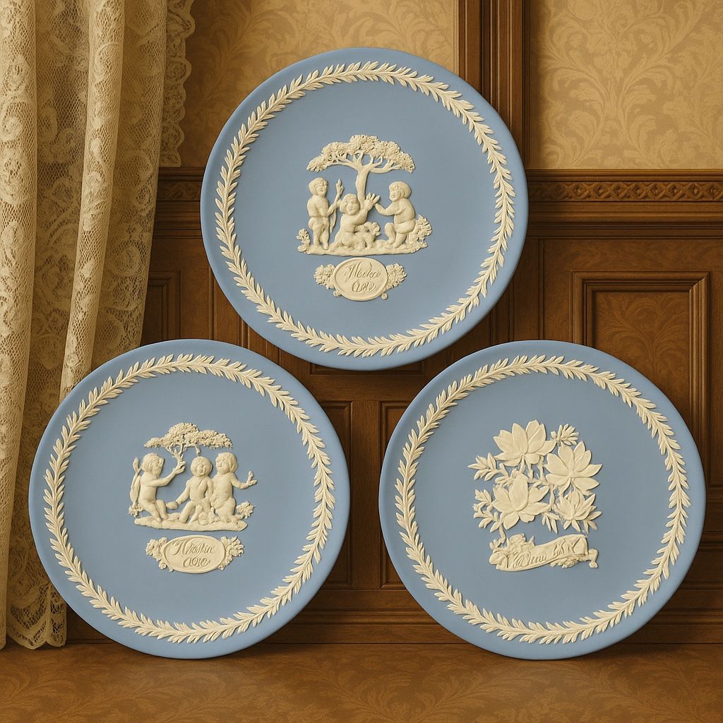 Wedgwood England Jasperware 1(contact info removed) 1987 Mother’s Day 3 Collector Plates, NIB