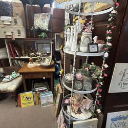 Vintage Wrought Iron & Glass Shelf Unit
