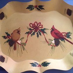 Unique Lenox winter greetings metal tray