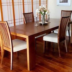 Indonesian 86" Plank Table And 4 Chairs