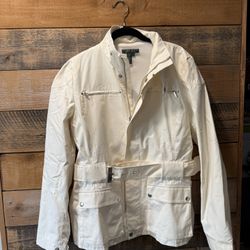New without Tags Ralph Lauren Active Women's Belted Utility Style Jacket Vented Belted Cream Color Size XL 