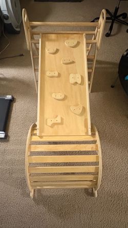 Kids wooden slide and climbing toy