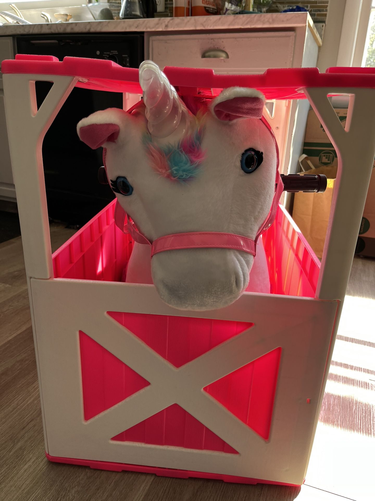 Riding unicorn with store stable