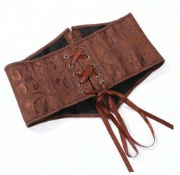 Brown Lace-Up Elastic Corset Belt