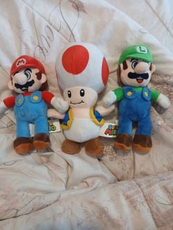 Mario Luigi Toad Plushies