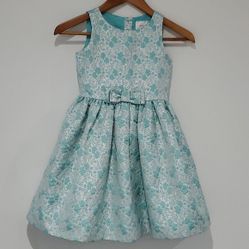 GYMBOREE Silver &amp; Teal brocade Party Special Occasion Dress size 6 