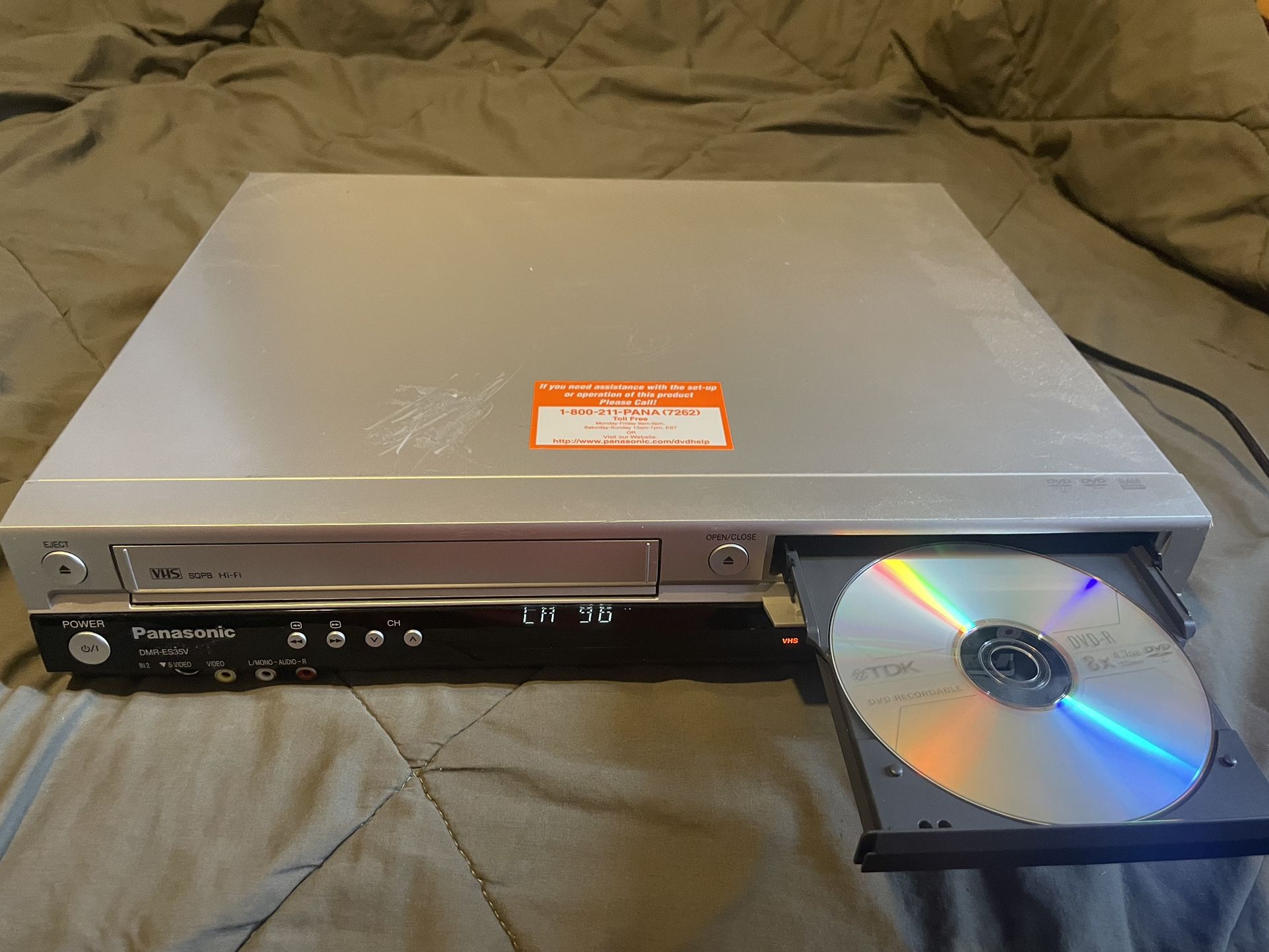 Panasonic DMR-ES35V VCR DVD Combo Player DVD Recorder Video Transfer WORKS GREAT