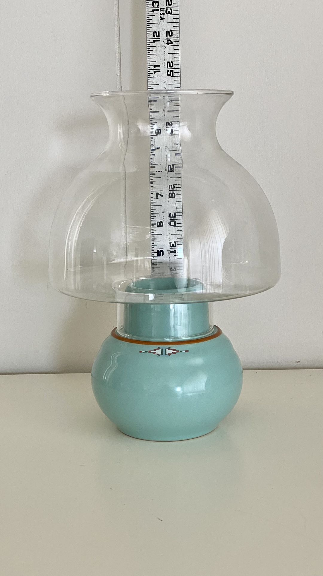 Vintage HTF Noritake Stoneware BOULDER RIDGE #8674 Hurricane Lamp W/Globe