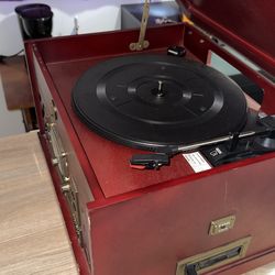 Electro Brand Vintage-Style Record Player + CD + Radio + Cassette