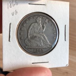 1866 P Seated liberty Half Dollar