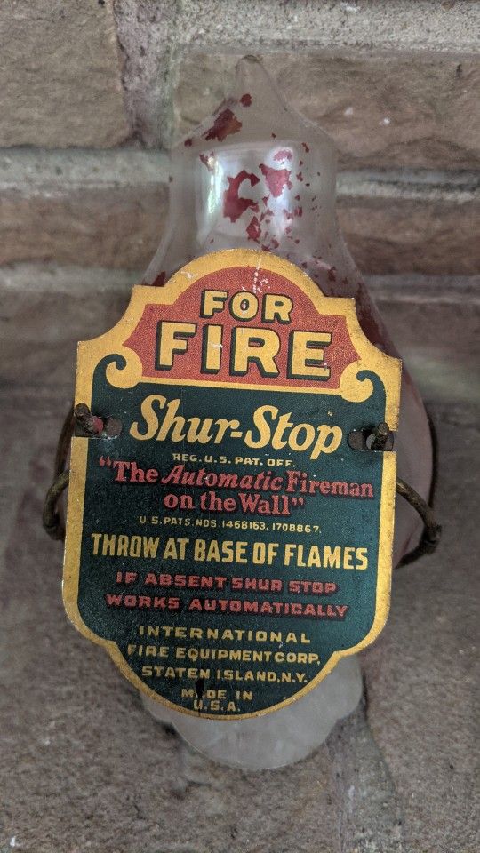 "shur-stop" residential glass fire extinguisher grenade