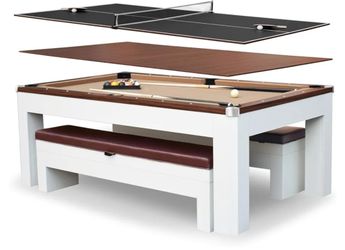 NEW Hathaway Pool Table Combo Set with Benches Table Tennis Dining Benches