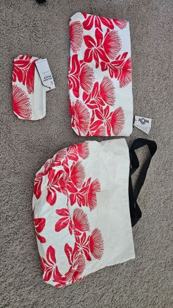 Aloha Collection Bag Set Red Floral Print