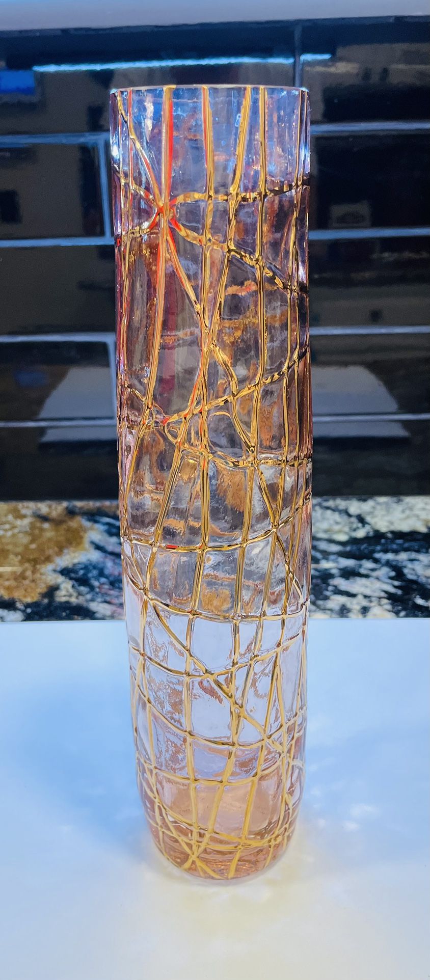 Vintage Beauty! Hand Blown Art Glass Tall Vase 