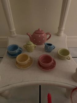 Ceramic Polka Dot Mini Tea Set – Teapot, Cups & Saucers
