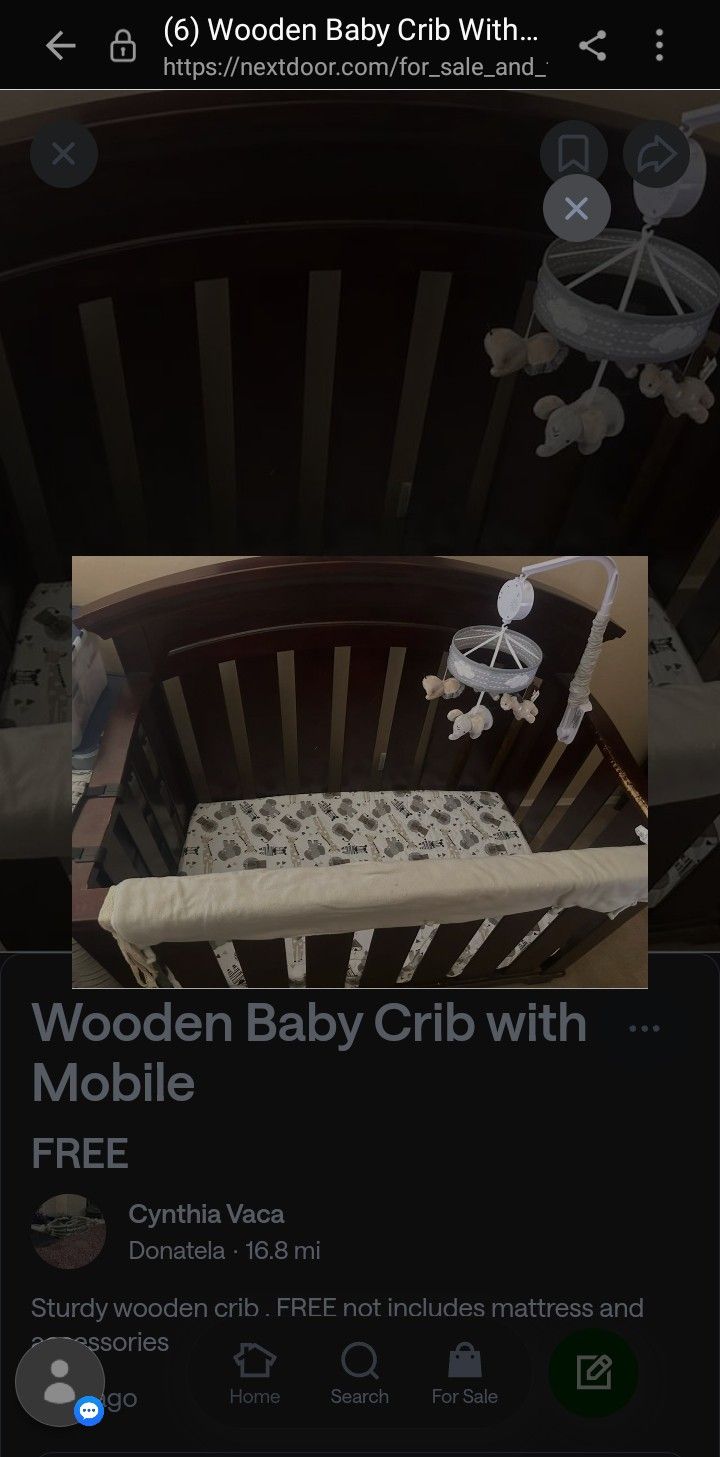 Wooden Baby Crib With Mobile