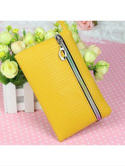Yellow credit card wallet with strap