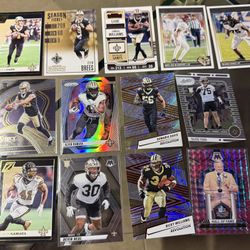 13 card lot New Orleans Saints Alvin Kamara Devin Neal Drew Brees Prizm Select Mosaic silver  Absolute etc . All cards in good condition NFL football 