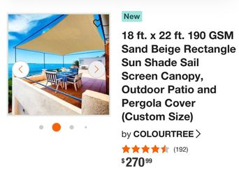 Colourtree 18x22 ft Sand Beige Sun Shade Sail