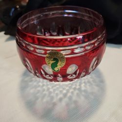 Vtg Red Cut To Clear Waterford Crystal Clarendon Bowl/Tealight