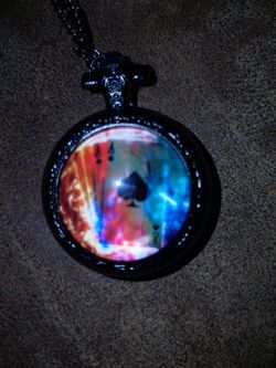 Black Pocket Watch Necklace Ace of Spades