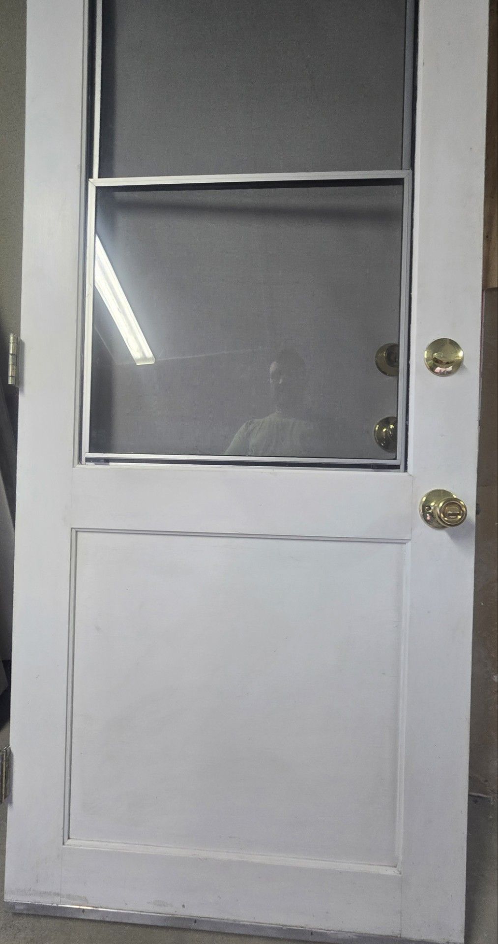 Kitchen door with slide window.